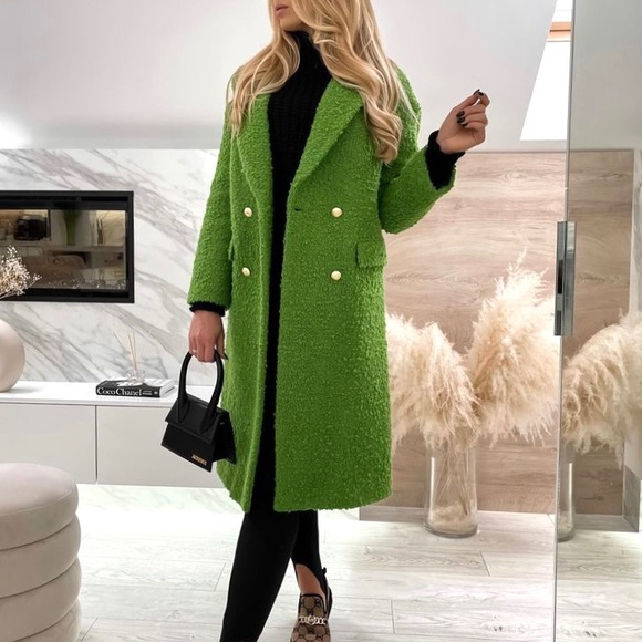 Coats | Zara Green Wool Blend Coat 